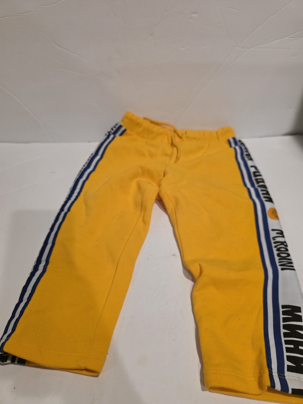 Mini Rodini Yellow Joggers with Blue-Trim Side Stripes Size 2-3 Years New With T